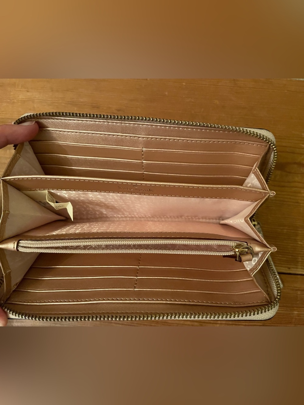 kate spade hard-to-find metallic champagne/rose gold wallet - Picture 7 of 11